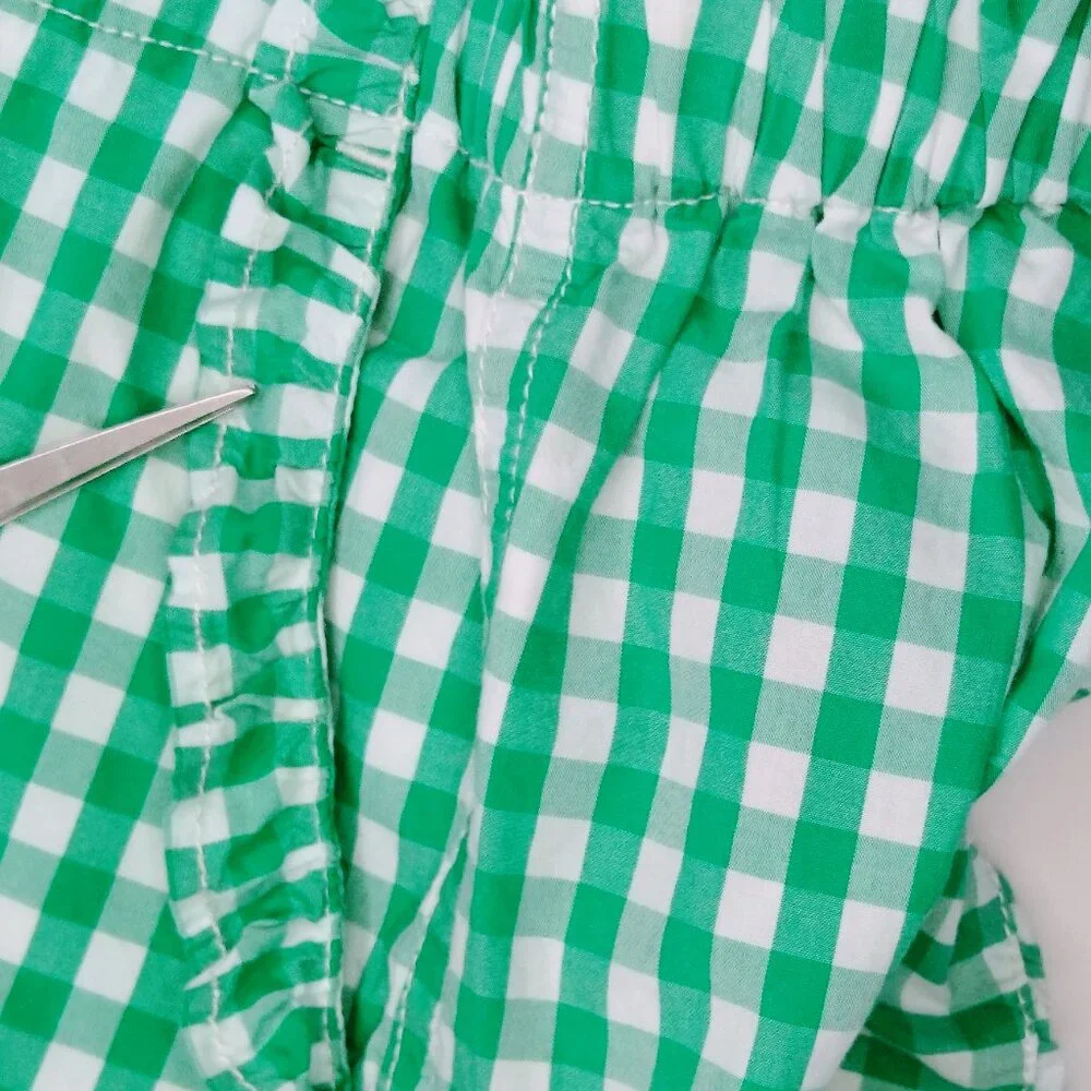 GIRLS' POPLIN SHORT IN GINGHAM COLOR GREEN SIZE 8 - Picture 7 of 9